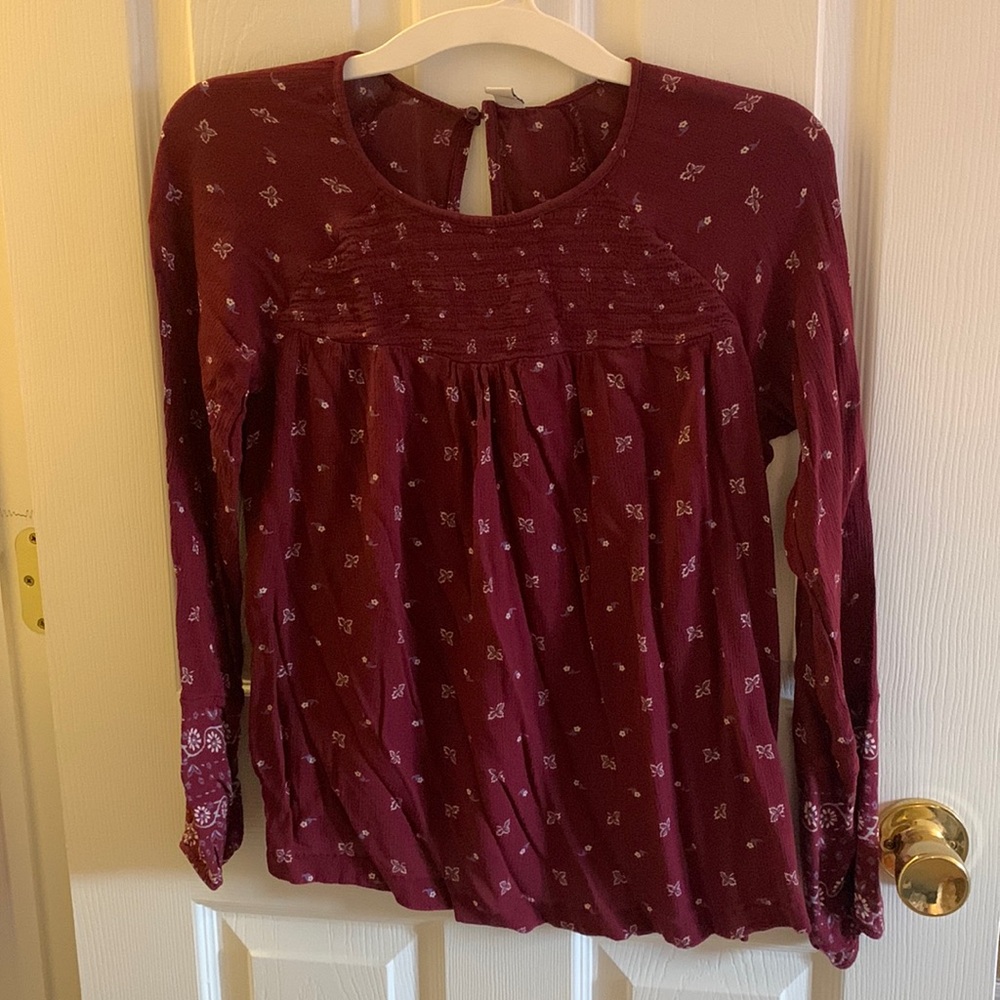 Maroon Long Sleeve Old Navy Blouse